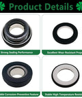Honda 781238 Mechanical Seal Replacement For 2 Inch And 3 Inch Gas Semi Trash Water Pumps Easy Install Beefed Up For Champion Predator Generac Pulsar WB20XT3 WB30XT3 WH20XTAF black seal ring