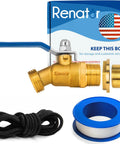 Brass Rain Barrel Spigot Kit With Lead Free Three Quarter Inch Quarter Turn Ball Valve, Bulkhead Fitting, Tape, No Brainer Install, And Easy Flow For 55 Gallon Drums And Any Rain Barrel. Brass spigot kit with valve, bulkhead, tape, and rope