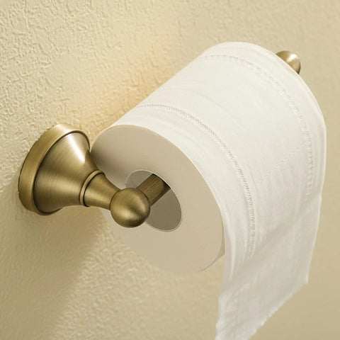 Old School Antique Brass Wall Mounted Toilet Paper Holder Without Cover In Brushed Bronze Finish 20 Cm Long Durable Brass Roll Bar Retro Vibe Classic Bathroom Accessory That Wont Rust In Wet Environments