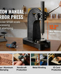 Rugged 3 Ton Manual Arbor Press with 12.2" stroke for precise metal and leather stamping on desktop.