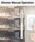 Smart Dimmer Switch for Alexa and Google Assistant, WiFi Connected, showing dimmable lighting levels and manual operation