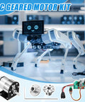 12V Geared Motor Kit With 100 RPM Output and components used in a robotic dog project