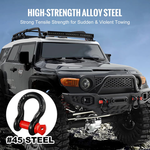 Half Inch D Ring Shackle 4 Pack Alloy Steel 17637 Lbs Break Strength Eight Ton With Five Eighths Screw Pin for Jeep