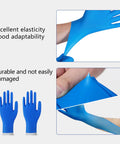 Blue elastic gloves from Mad Scientist Costume Kit For Kids with images showing stretch and durability for ages 3 to 12.