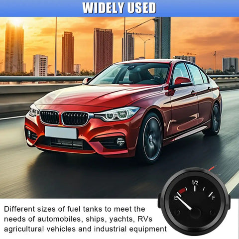 52mm Fuel Sending Unit 12V 240-33 Ohm Level Sensor With LED Backlit Gas Gauge Pointer in a car use scene