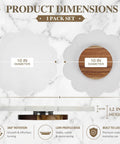 10 Inch Scalloped Marble Lazy Susan Hella Smooth Spinning Kitchen Turntable For Spices Oils And Condiments with dimensions on marble background.