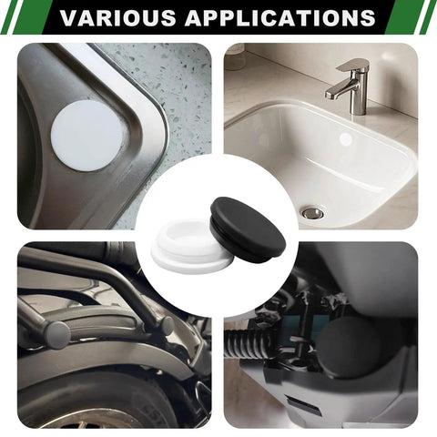 Cool 280 Piece Black And White Silicone Rubber Plug Kit With Snap Locking Design For Round Holes In Pipes Furniture Kitchen And Bathroom To Hide Gaps Fast, round silicone plugs in black and white for sink, pipe, and furniture holes