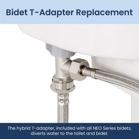 Hybrid Metal And Plastic Cold Water T Adapter For Bidets Seven Eighths By Seven Eighths By One Half Inch installed on NEO series