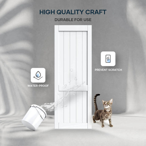 White Barn Door 30x84 Inches With 5.5 Ft Sliding Door Hardware Track Kit Included, Solid MDF Slab With Water-Proof Scratch-Resistant PVC Surface