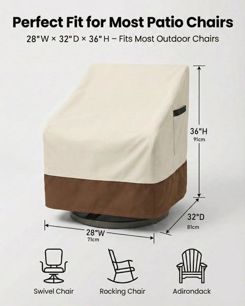 Heavy Duty Waterproof Patio Chair Covers For All Weather Protection Fits Swivel Lounge Rocking And Adirondack Chairs 600D Oxford Fabric With PU Coating UV Fade Resistant 2 Pack Beige And Brown 28W X 32D X 36H covering swivel chair