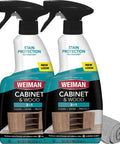 Heavy Wood Cabinet Cleaner Spray Brings Back Straight Up Shine With Zero Oily Mess For Kitchen Cupboards Furniture Tables Baseboards Trim Includes Plush Microfiber Rag Two Pack Sixteen Oz. two spray bottles and cleaning rag