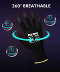 Ultra Thin PU Coated Work Gloves 60 Pairs With Excellent Grip Nylon Shell Black Polyurethane Coating Knit Wrist Cuff
