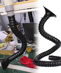 Heavy Duty Flexible Duct Collector Arm With No Fuss Exhaust Hood And Long Air Extractor For Lab Fume Smoke Removal, black hose, 360 adjustable.