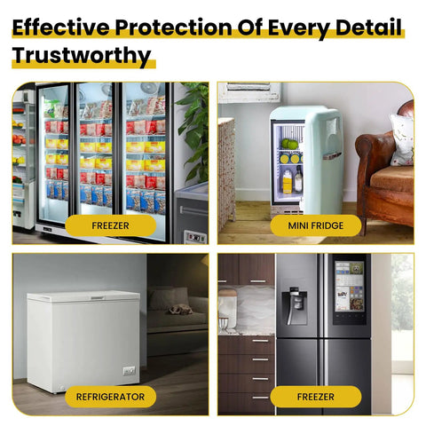 QP2-4r7 Refrigerator Starter Relay and Overload Protector Kit Dope Upgrade shown with various fridge types including freezer and mini fridge