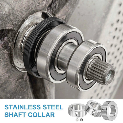 Stainless Steel Shaft Collar 2 Pack No Fuss Easy Install Single Hole Bore 30mm ID 45mm OD 16mm Thick Locking Collars for Gearboxes and Machine Tools in use.