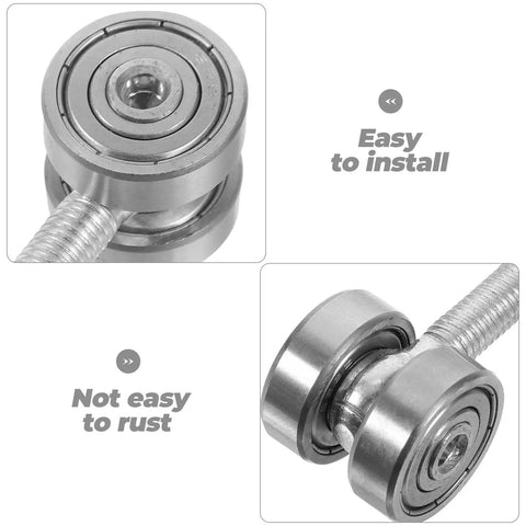 Heavy Duty Double Bearing Sliding Door Rollers With Rugged Steel Pulleys For Smooth Barn Track Glides close-up of robust steel bearing