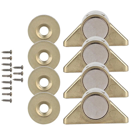 4 Pack Vintage Zinc Alloy Magnetic Cabinet Door Catches For Kitchen Wardrobe Closet Heavy Duty Hold Easy Install Gold Finish Old School Charm Meets Modern Hardware For Cabinets, gold finish, multiple pieces.