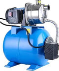 1.6HP Shallow Well Jet Pump With 1268 GPH Flow, Stainless Steel Body, 157 Feet Lift, Pressure Tank Included, blue tank side view