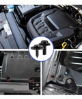 Ride Ready 100 Piece Car Body Fasteners Kit With Screws Bolts U Nuts And Abs Clips installed on engine cover and fender