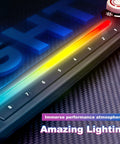 CL Funny Kids Electric Stringless Guitar With DJ Turntable And Lights showing colorful LED light strip for immersive performance.