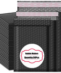 Black Bubble Mailers Set Of 50 Waterproof Self Seal Padded Envelopes For Shipping And Packing, Heavy Duty Poly Mailers With Cushion Protection