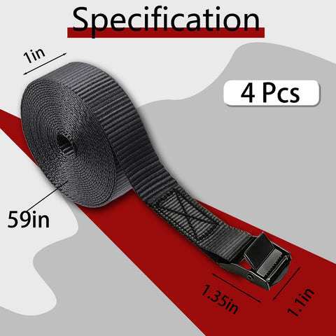 Beefy Heavy Duty Lashing Straps With Buckles 4 Pack 1 Inch By 5 Feet Cargo Tie Down Straps Adjustable Cam Buckle Straps