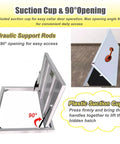 Heavy Duty Hidden Floor Access Panel Hatch Camouflaged Cellar Door For Concealed Basement Entry And Legit Load Bearing Garage Cover With Built Tough Frame And Easy Trim Customizable Sizing For Tight Spot On Fit, showing 90-degree opening with suction cup.