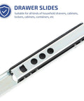 17mm Wide Two Way Drawer Slide Rail 342mm Length, heavy duty steel ball bearing slides for cabinets and furniture, close-up view