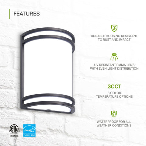 LED Outdoor Wall Mount Light Fixture In Oil Rubbed Bronze Finish, Easy Install, UV Resistant PMMA Lens, ETL Listed Exterior Sconce