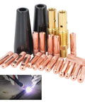 24 Pcs MIG Welding Gun Consumables Kit For FY 15AK With Copper Tips Nozzles And Diffusers Replacement Parts Complete Accessory Set