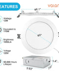 Six Inch Recessed LED Light Kit 12 Pack Dimmable Canless Ceiling Downlight With Junction Box 2700K To 5000K 5CCT Selectable 1050 Lumen