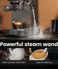 20 Bar Espresso Machine With Steam Wand, Compact Stainless Steel Coffee Maker for Lattes and Cappuccinos with steaming milk feature.