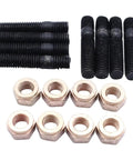 VW 8 Pack Exhaust Manifold Flange Studs and Copper Nuts M8 x 30 12mm Heads for Golf 1974-97 Kit DIY Friendly Heavy Duty Engine Hardware for Easy Install and Leak Free Seal. Black studs and copper nuts set