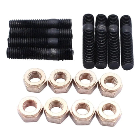 VW 8 Pack Exhaust Manifold Flange Studs and Copper Nuts M8 x 30 12mm Heads for Golf 1974-97 Kit DIY Friendly Heavy Duty Engine Hardware for Easy Install and Leak Free Seal. Black studs and copper nuts set