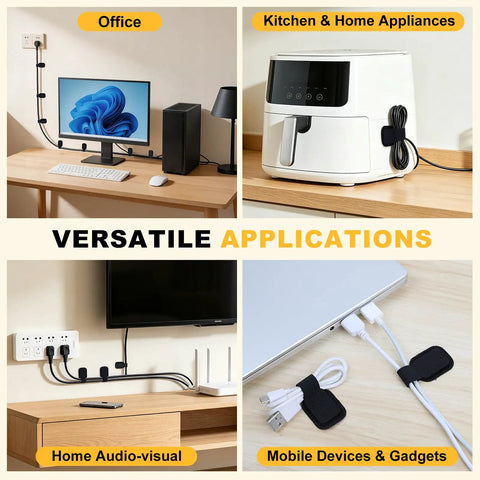 Heavy Duty Self Adhesive Cable Straps With Strong Sticky Backing Reusable Hook And Loop Ties For Under Desk Cable Management Keeps