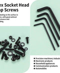 Hex socket head cap screws and Allen wrenches from the 1170 Pcs Metric Bolts And Nuts Set With M3 M4 M5 M6 Hex Socket Button Head Screws Washers And Nuts Kit For Heavy Duty Machine Assembly And DIY Projects.