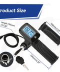 Ebike Throttle Kit With M Button For Tuttio Soleil01 Electric Dirt Bike And Tutto E Bike With LED Display Replacement Grips shown with size dimensions