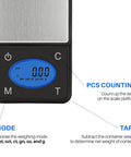 Ultra Slim Digital Pocket Scale 600g Capacity At 0.1g Increments With Counting Feature, blue LCD display visible