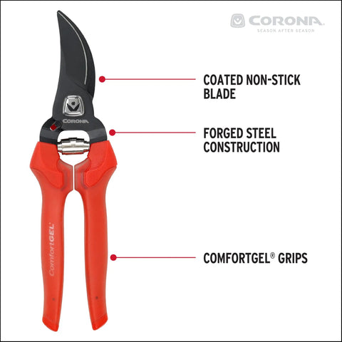 ComfortGEL Bypass Hand Pruner With Three Quarters Inch Cut Capacity Red Handle For Quick No Fuss Pruning Of Live Stems And Small Branches