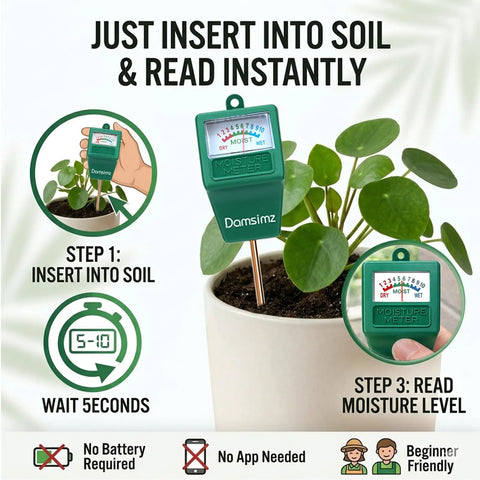 2 Pack Soil Moisture Meter For Plants Easy To Read Plant Water Meter For Home Gardeners And Plant Parents Accurate Soil Moisture Gauge With Clear Colorful Display For Quick Readings And Perfect Watering, green probe in potted plant
