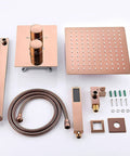 CUTPOIY Rose Gold Shower Set - 10 Inch Ultra-Thin High Pressure Head & Handheld Shower components on display.