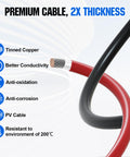 Close-up of 7Awg tinned copper cables showcasing premium quality, 2x thickness, ideal for 2 Pack 50 Amp Battery Quick Disconnect Switches.