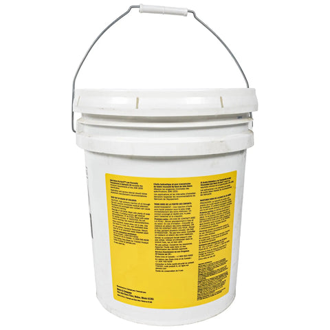 Low Viscosity Hy-Gard Transmission And Hydraulic Oil For Tractors And Heavy Equipment 5 Gallon Bucket Built To Keep Transmissions Final Drives And Hydraulic Systems Running Smooth Pro Grade Protection TY6342, image of the front label on a 5-gallon white bucket showing product details.