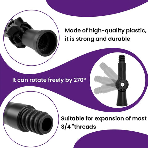 3 Pack Universal Joint Angle Adapters For Telescoping Extension Poles, Rotatable 270 Degree Rotation, American Thread, Pro Grade Gear, Pole Fits For Duster, Cleaning, Painting And More black 3/4in plastic