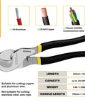 Hydraulic Crimping Tool And Cable Cutter Kit For 12-2/0 AWG Wire With 64 Copper Ring Terminals Pro Grade Heavy Duty Crimper Set For Electrical Wiring Projects, 240mm cutter