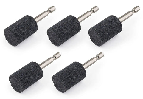 Five Piece Stone Grinding Bits Set For Detail Work With One Quarter Inch Hex Shank Aluminum Oxide 120 Grit Cylindrical Wheel Bits