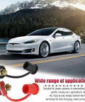Solid As A Rock Heavy Duty Car Remote Battery Terminals 2 Piece Heavy Gauge with rubber covers, suitable for cars and trailers.