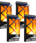 Realistic Solar Flame Lights Outdoor With 3D Flickering Flames That Look Legit Using 66 Ultra Bright LEDs IP65 Waterproof Wall Mount Lanterns