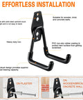Heavy Duty Garage Hooks Six Pack Two Point Eight Inch U Shaped Wall Mounted Hanger For Ladders And Hose Tools And Bulk Items Organize Your Garage With A Durable Power And Garden Tool Storage System, shown with installation instructions on various wall types.