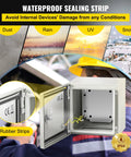 Heavy Duty One Point Five Millimeter Steel NEMA 4X IP66 Electrical Enclosure Box Eight By Eight By Six Inches With Mounting Plate open cabinet with rubber seal and backplate